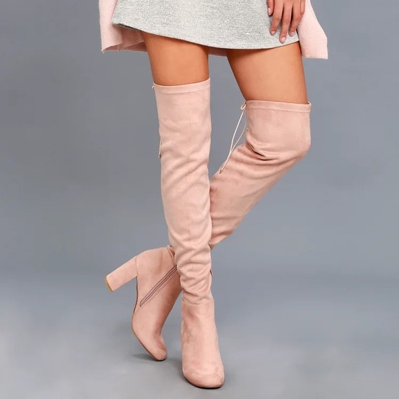 Chinese Laundry Women's Pink Suedette Over-the-Knee King Boots - Picture 1 of 6